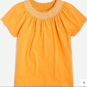 J crew Embroidered smocked-neck tee